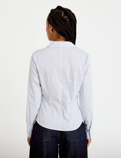 Chemise ajust&eacute;e manches longues bleu femme