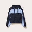 Veste cropped &agrave; capuche manches longues bleu marine femme