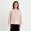 Pull ample col rond manches longues marron femme