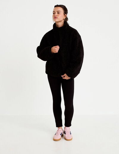 Doudoune r&eacute;versible effet polaire noir femme