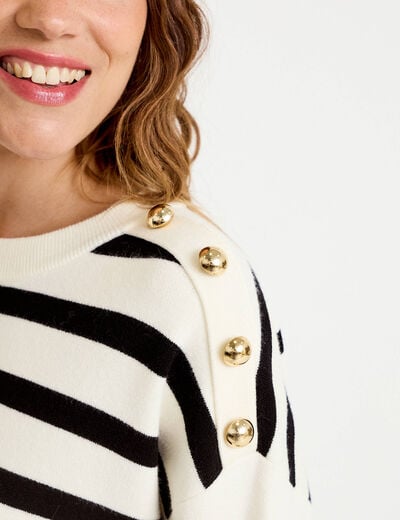 Pull ample manches longues ecru femme
