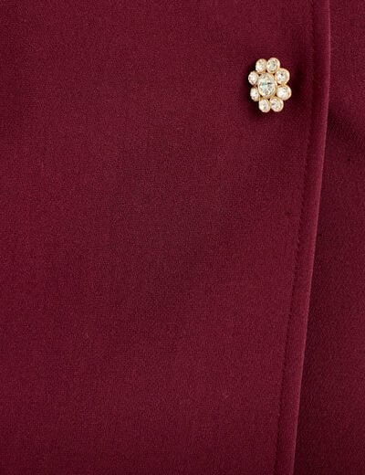 Jupe-short &eacute;vas&eacute;e taille haute bordeaux femme
