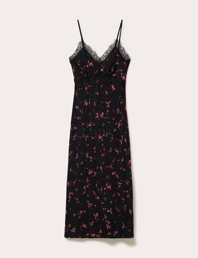 Robe &eacute;vas&eacute;e col v noir femme