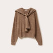 Pull &agrave; capuche manches longues marron clair femme