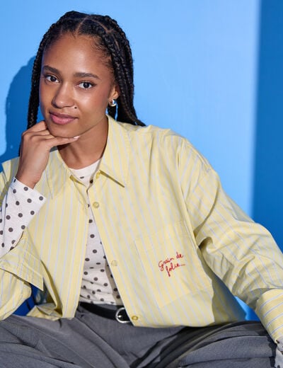 Chemise oversize manches longues jaune femme
