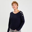 Pull col bateau bleu marine femme