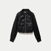 Bomber ajust&eacute; cropped similicuir noir femme