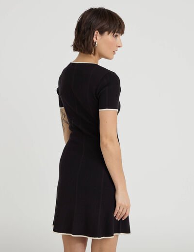 Robe droite manches courtes noir femme