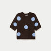 Pull col rond manches courtes marron fonc&eacute; femme