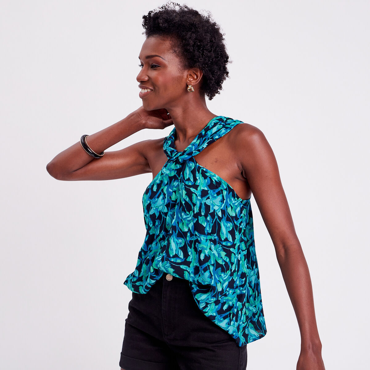 Blouse bretelles larges noir femme