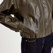 Veste effet boule manches longues vert kaki femme