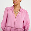 Blouse cintr&eacute;e col v manches 3/4 mauve femme