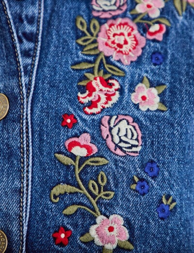 Robe droite courte en jean col chemise denim stone femme