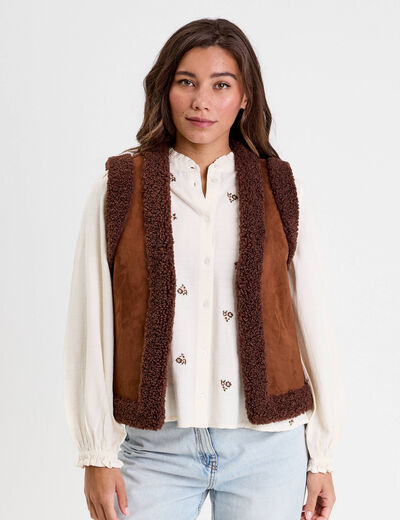 Veste sans manches marron fonc&eacute; femme