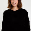 Pull fleurs en relief noir femme