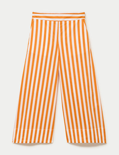 Pantalon jupe-culotte orange fluo femme