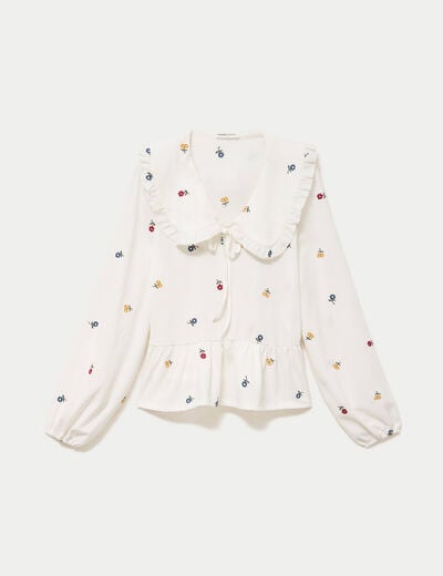 Blouse droite manches longues multicolore femme