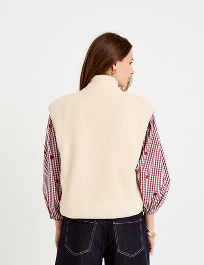 Veste sans manches effet polaire ecru femme