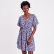 Robe &eacute;vas&eacute;e col en V parme femme