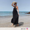 Robe longue &eacute;vas&eacute;e bretelles noir femme