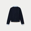 Pull col chemise manches longues bleu marine femme