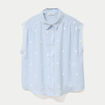 Blouse sans manches col classique bleu femme