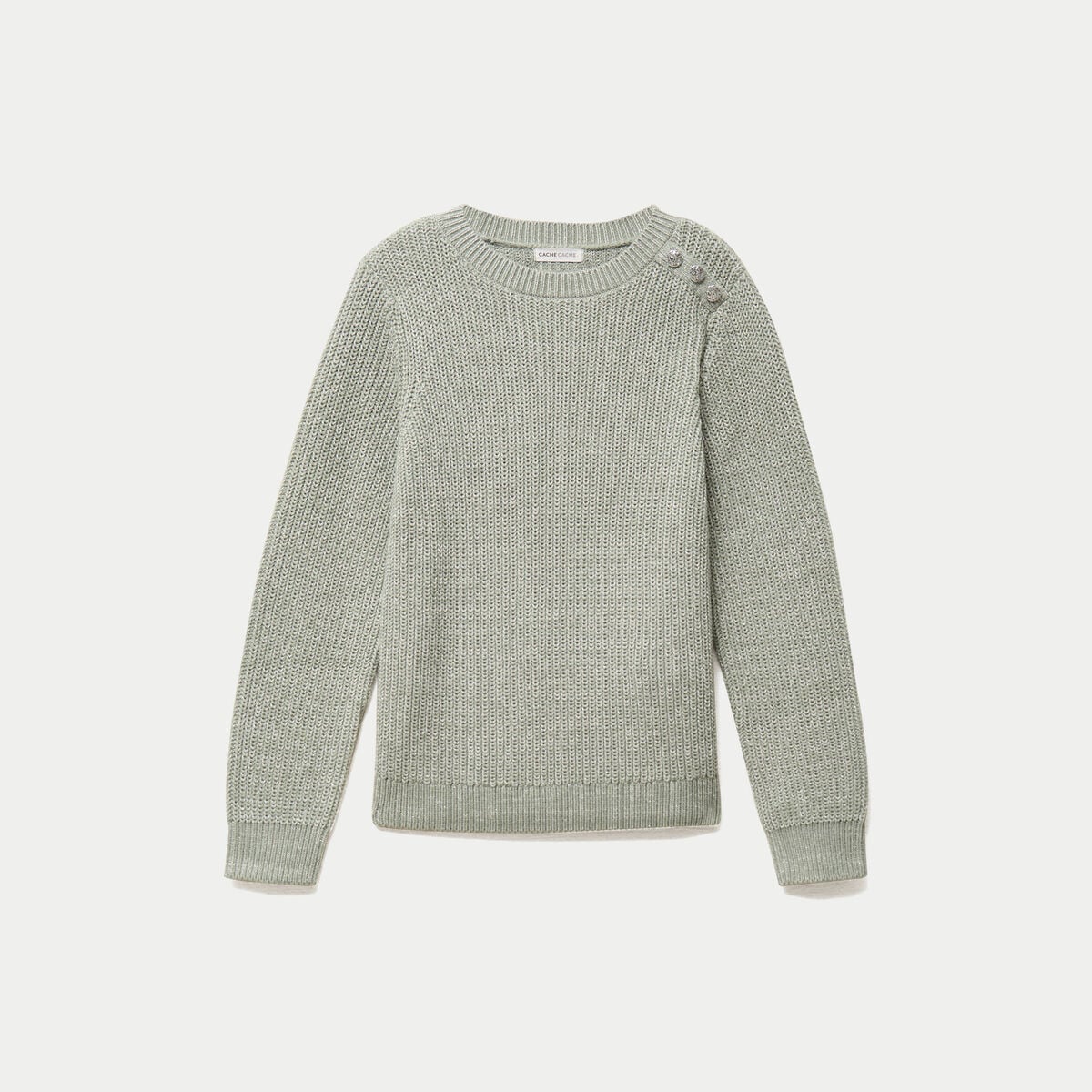 Pull manches longues brillant vert pastel femme