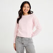 Pull col rond manches longues rose clair femme