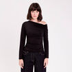 T-shirt ajust&eacute; manches longues noir femme