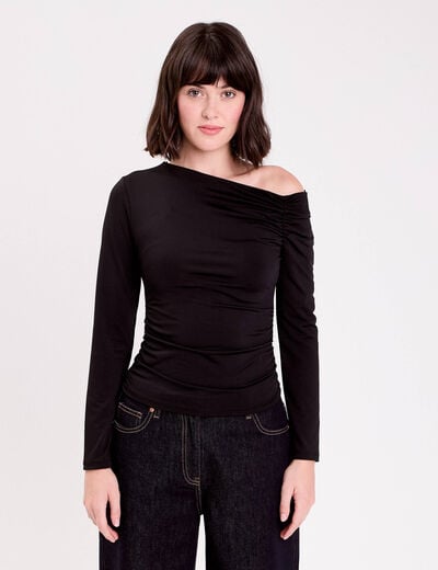 T-shirt ajust&eacute; manches longues noir femme