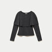 Pull cape col rond manches longues gris fonc&eacute; femme