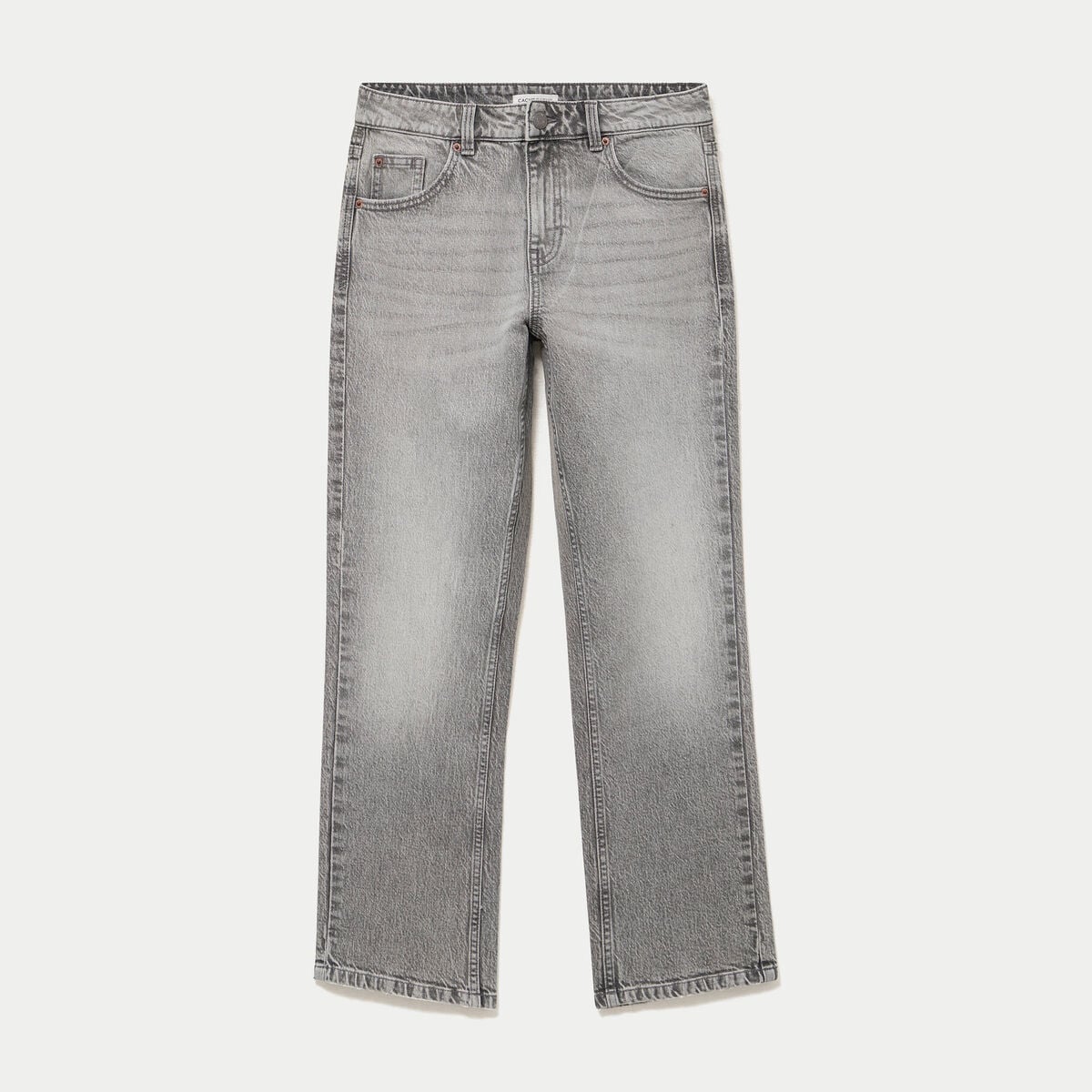 Jean droit taille standard denim gris femme