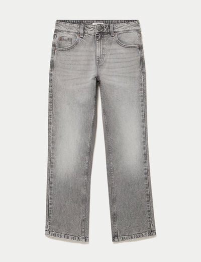 Jean droit taille standard denim gris femme