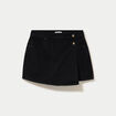 Jupe-short trap&egrave;ze en jean denim noir femme