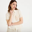 Chemise col classique manches courtes ecru femme