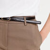 Pantalon cigarette ceintur&eacute; taupe femme