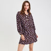Robe courte droite col chemise marron fonc&eacute; femme