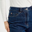 Jeans droit cropped taille haute denim brut femme