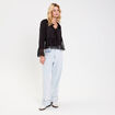 Blouse col V en dentelle noir femme
