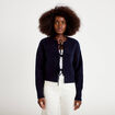 Gilet court nou&eacute; bleu marine femme