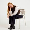 Pull chemise 2-en-1 marron fonc&eacute; femme
