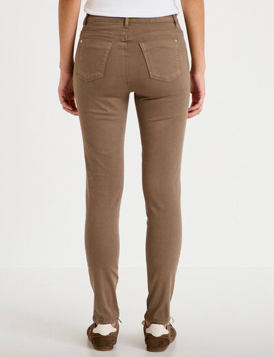 Jeans slim 5 poches taupe femme
