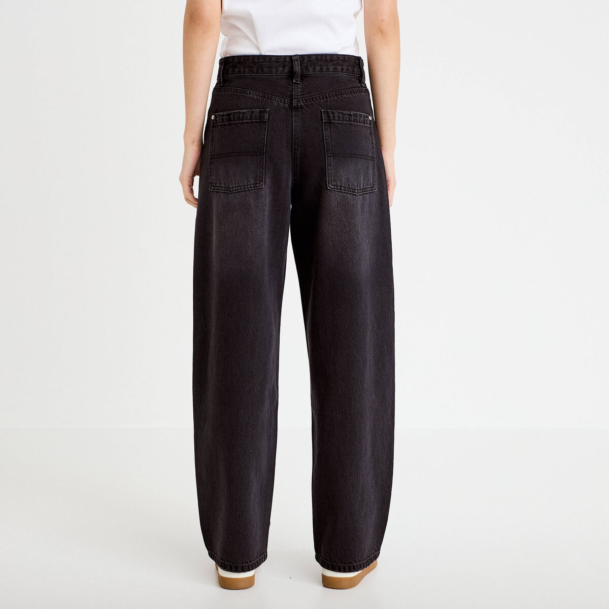 Jean barrel taille standard denim noir femme