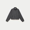 Veste effet boule col montant tweed noir femme