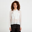 Blouse droite col montant dentelle ecru femme