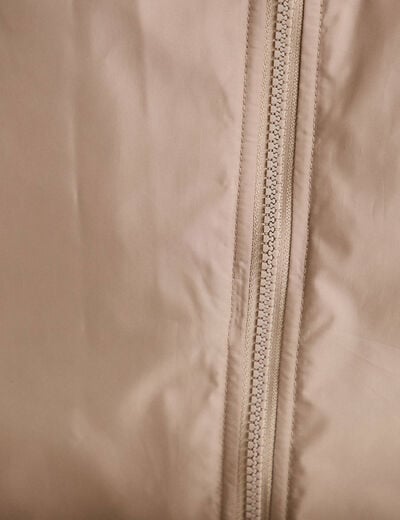 Parka r&eacute;versible 3/4 &agrave; capuche beige femme