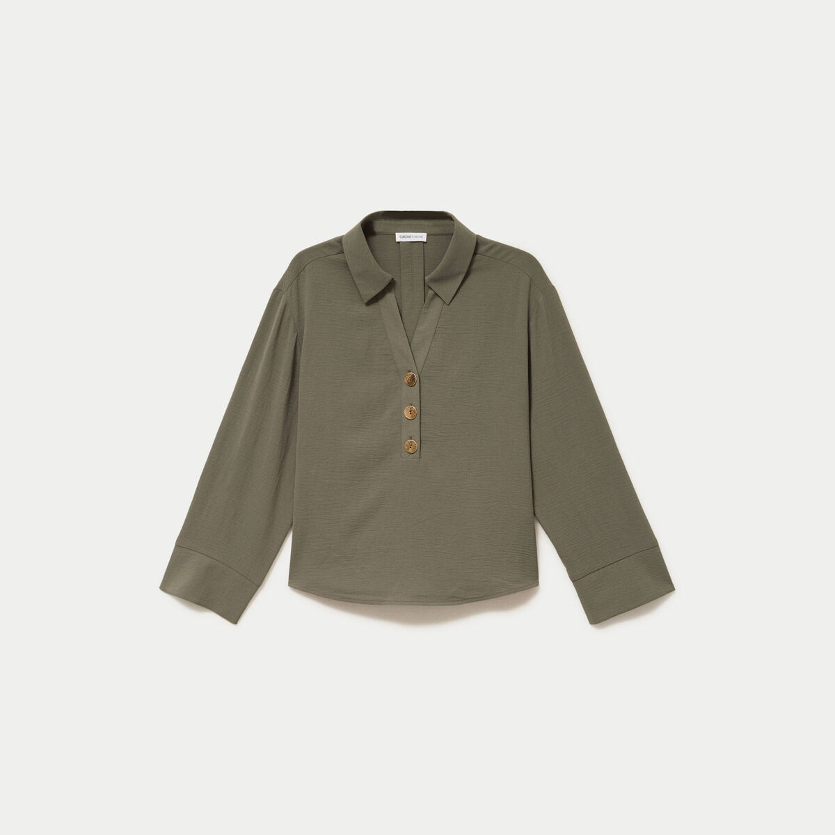 Blouse manches longues vert kaki femme