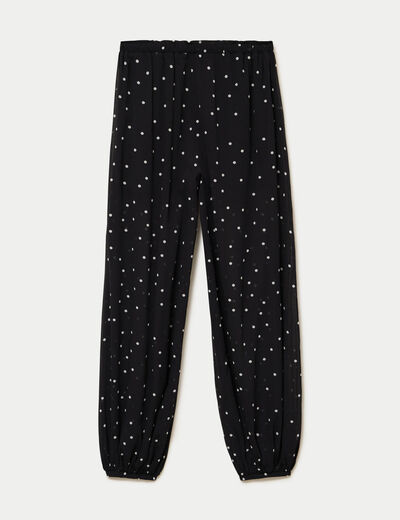 Pantalon large en voile taille standard noir femme