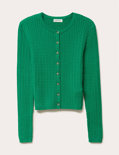 Gilet ajust&eacute; en coton manches longues vert pastel femme