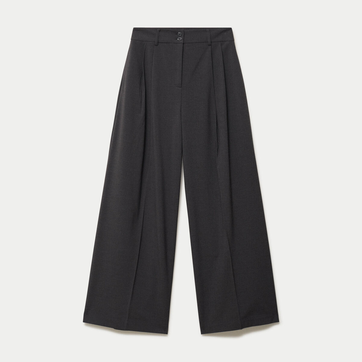 Pantalon large &agrave; pinces gris femme